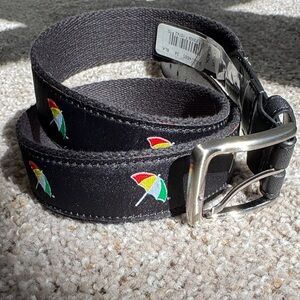 Arnold Palmer Umbrella Patterned Black Belt Leather Ends Size 34
